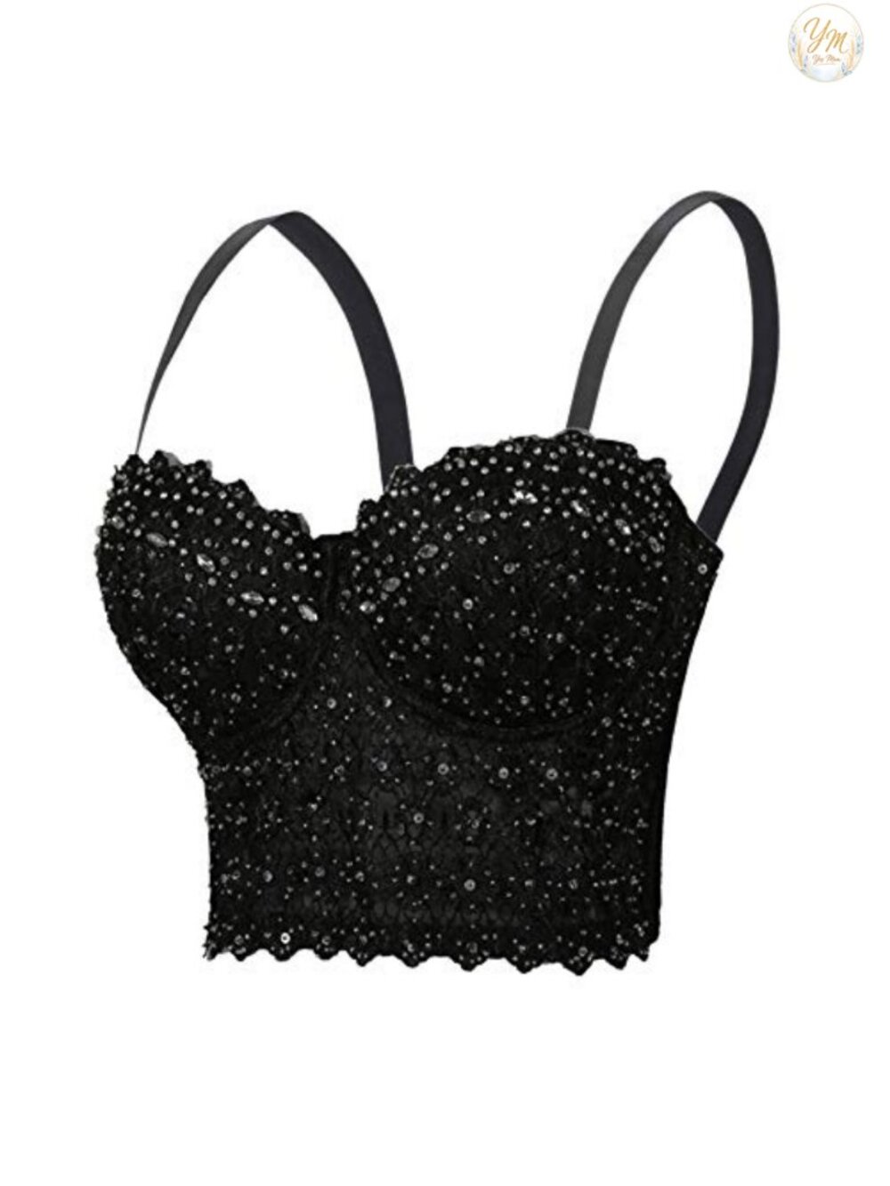 Lace Rhinestone Bustier Corset Crop Top Push Up Party Bra Vest